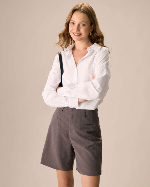 Women's Coffee Pocket Wide-leg Shorts - Image 5