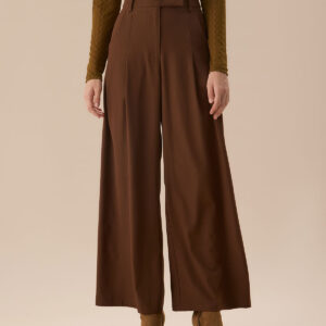 Brown High Waisted Pockets Straight Pants