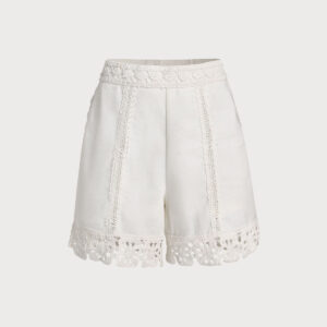 White Crochet Cotton Shorts
