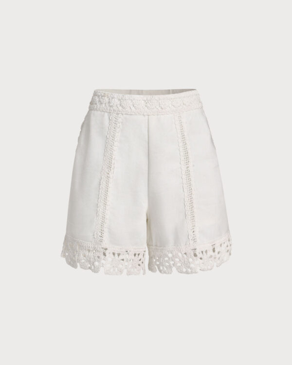 White Crochet Cotton Shorts