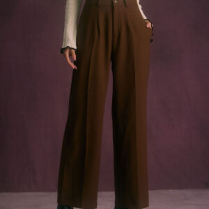 Coffee Button Slant Pocket Straight Pants