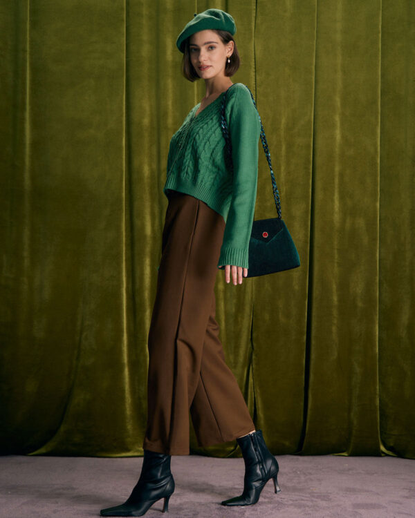 Coffee Button Slant Pocket Straight Pants - Image 8