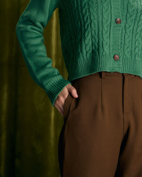 Coffee Button Slant Pocket Straight Pants - Image 6