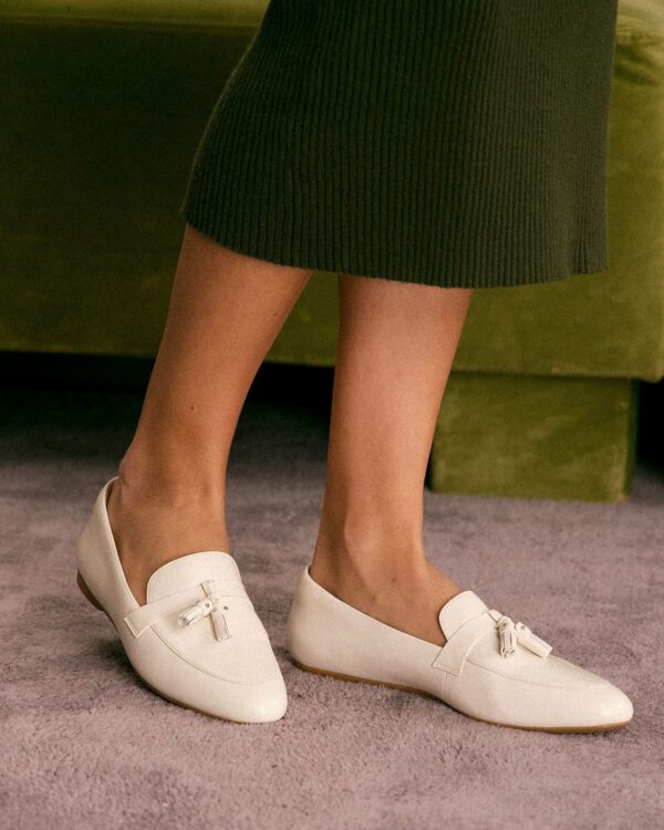 Off White Loafer Flats