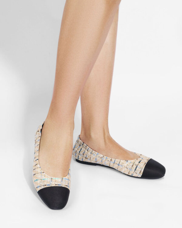 Floral Rice Apricot Square Toe Ballet Flats