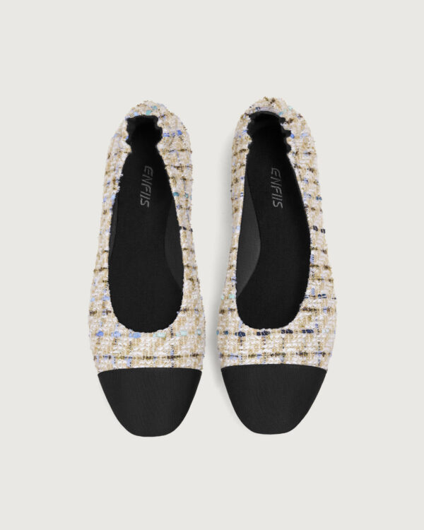 Floral Rice Apricot Square Toe Ballet Flats - Image 6