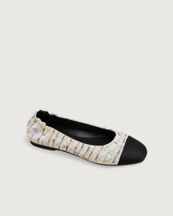 Floral Rice Apricot Square Toe Ballet Flats - Image 4