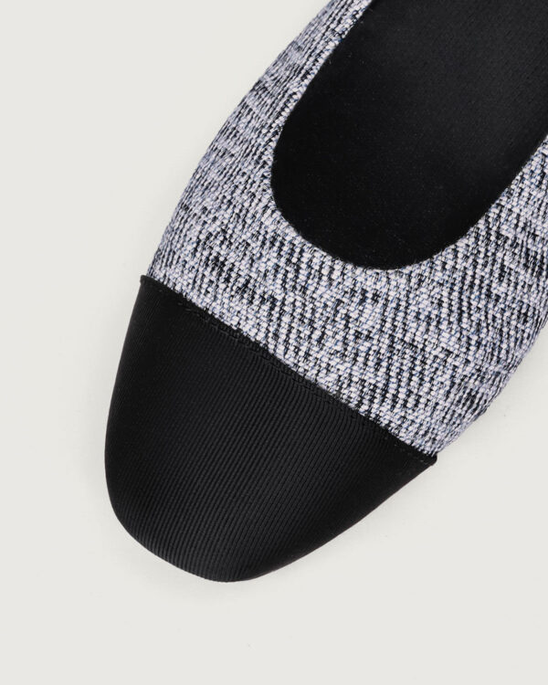 Black Twill Jacquard Ballet Flats - Image 5