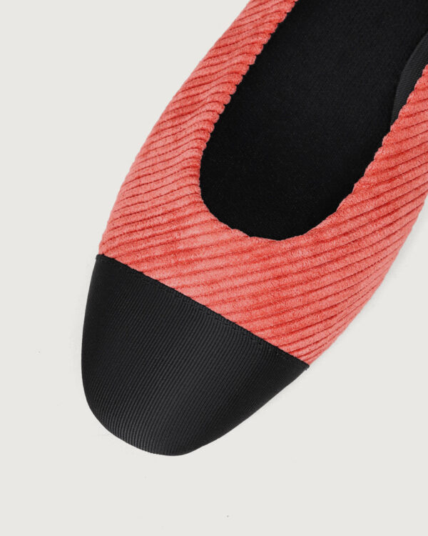 Brick Red Twill Square Toe Ballet Flats - Image 6