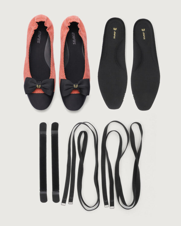 Brick Red Twill Square Toe Ballet Flats - Image 7