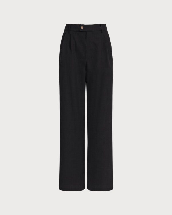 Solid Pleated High-waisted Pants - Image 7