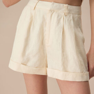 Apricot High-Waisted Pleated Shorts