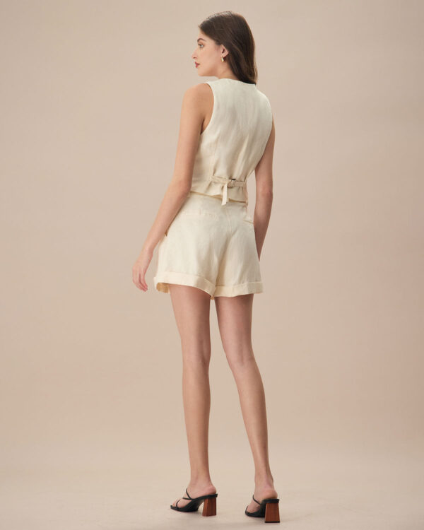 Apricot High-Waisted Pleated Shorts - Image 5