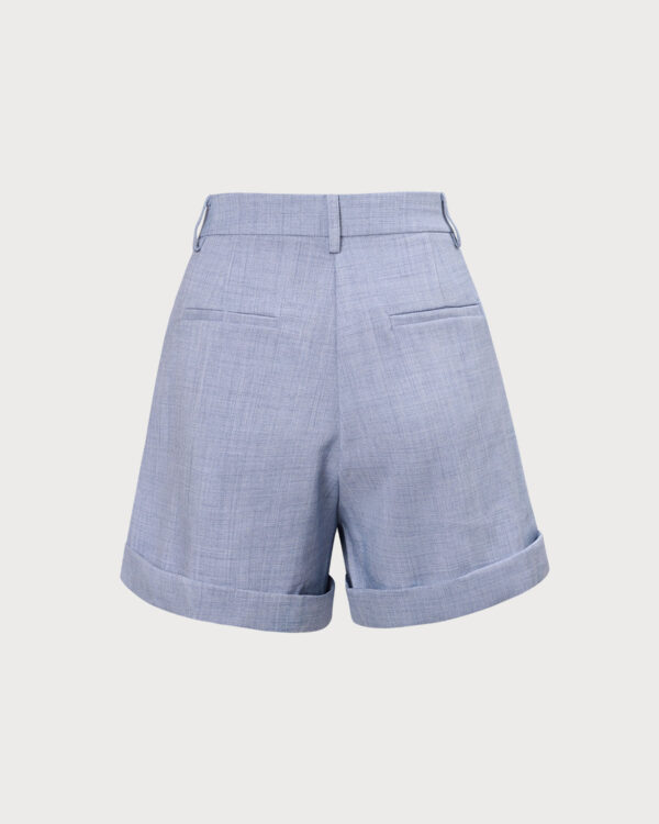 Blue High-Waisted Pleated Shorts - Image 7