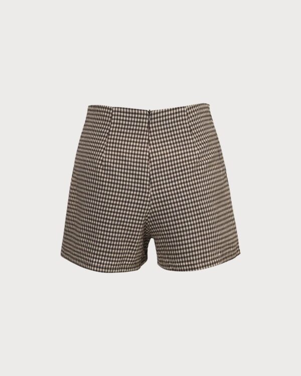 Brown High Waisted Plaid Shorts - Image 8
