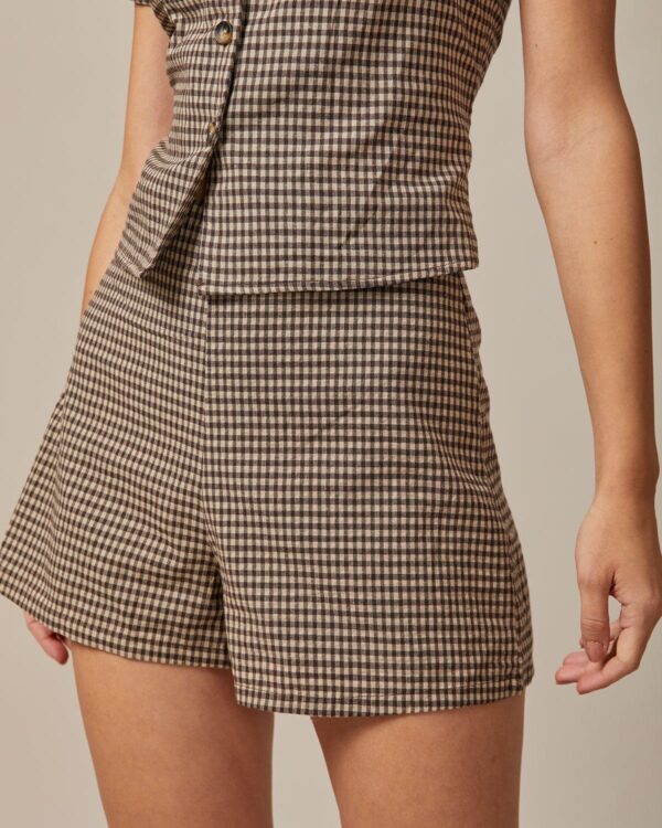 Brown High Waisted Plaid Shorts