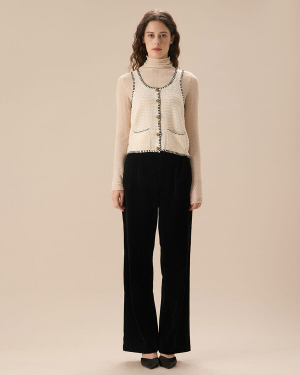 Black High Waisted Pleated Wide Leg Pants - Image 4