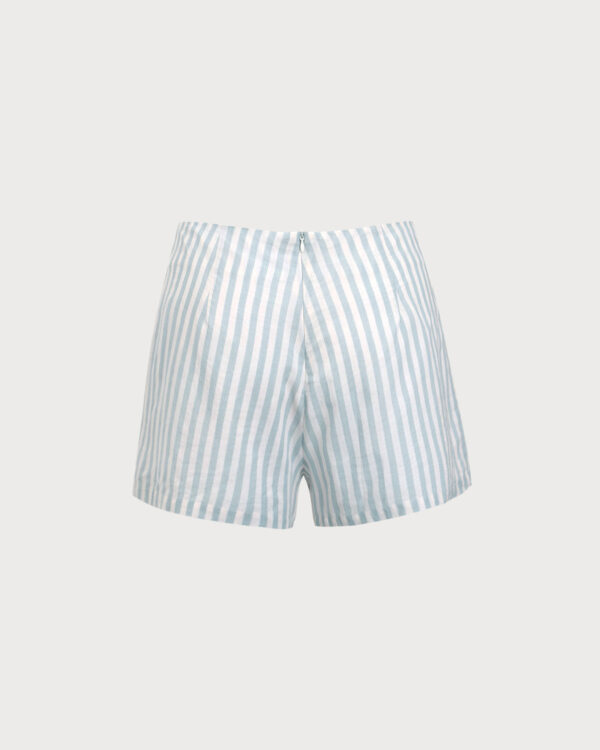 Grey Striped Zipper Shorts - Image 7