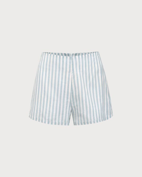 Grey Striped Zipper Shorts - Image 6