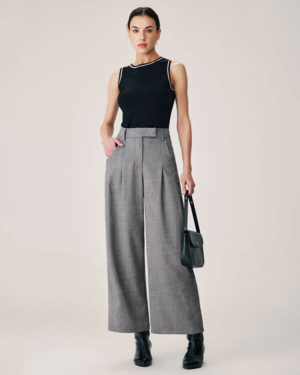 Grey Natural Waisted Straight Pants - Image 3
