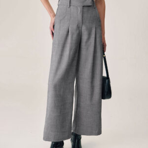 Grey Natural Waisted Straight Pants