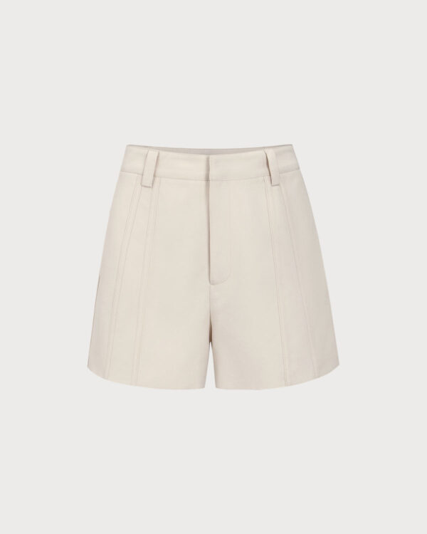 Beige Striped Pocket Shorts - Image 4