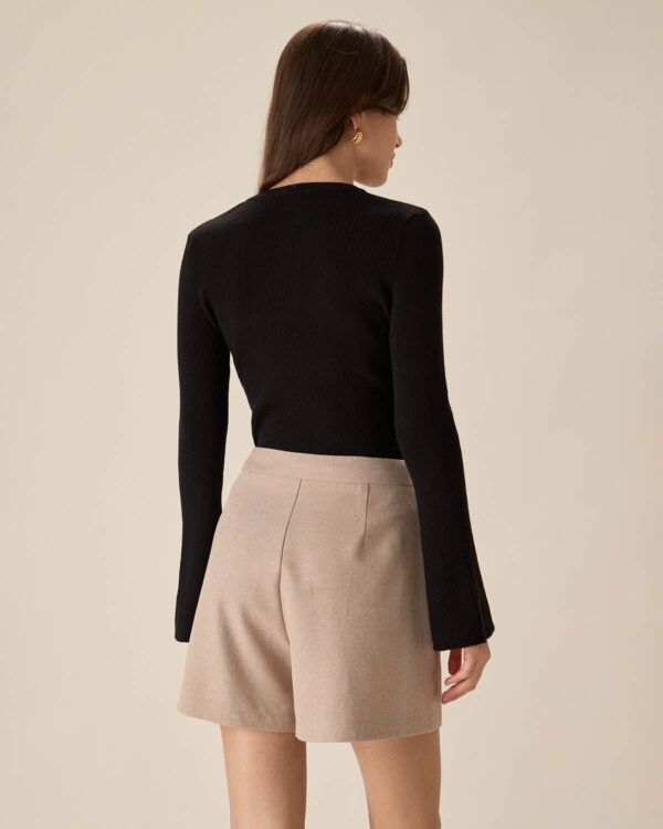 Khaki High-waisted Pocket Shorts - Image 5