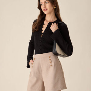 Khaki High-waisted Pocket Shorts