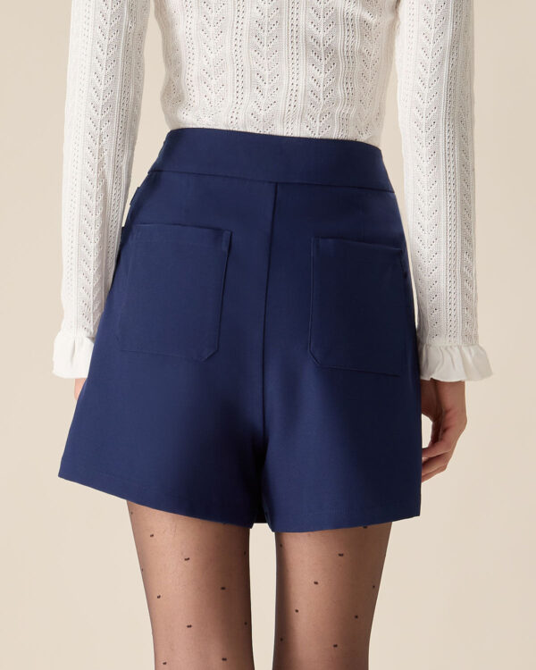 Navy High-waisted Button Skort - Image 4