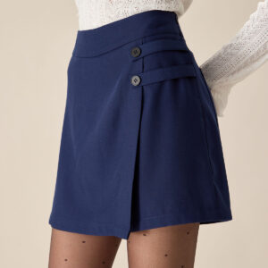 Navy High-waisted Button Skort