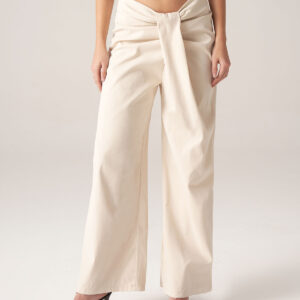 Bettydress-White Pleated Wide-Leg Pants