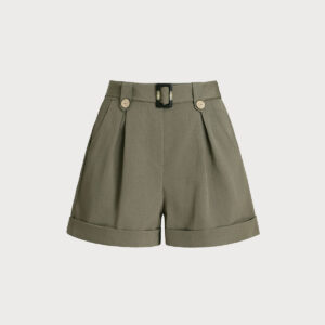 Army Green Button Shorts